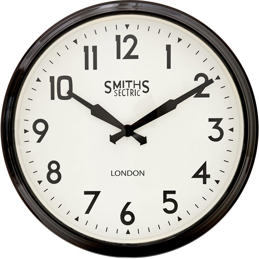 Smiths Clocks London. Retro Style Station Wall Clock Black & White - timeframedclocks
