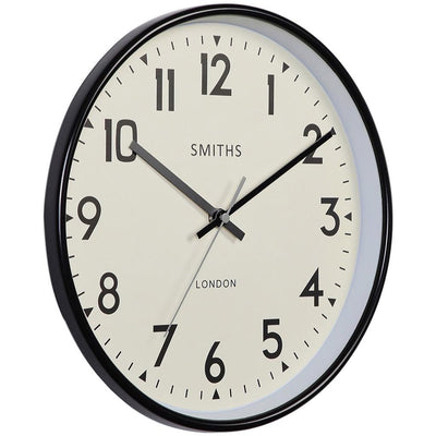 Smiths Clocks London. Office Style Wall Clock Black & White - timeframedclocks