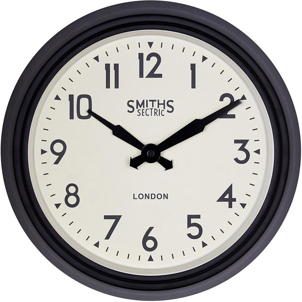 Smiths Clocks London. Sectric Retro Wall Clock Black - timeframedclocks