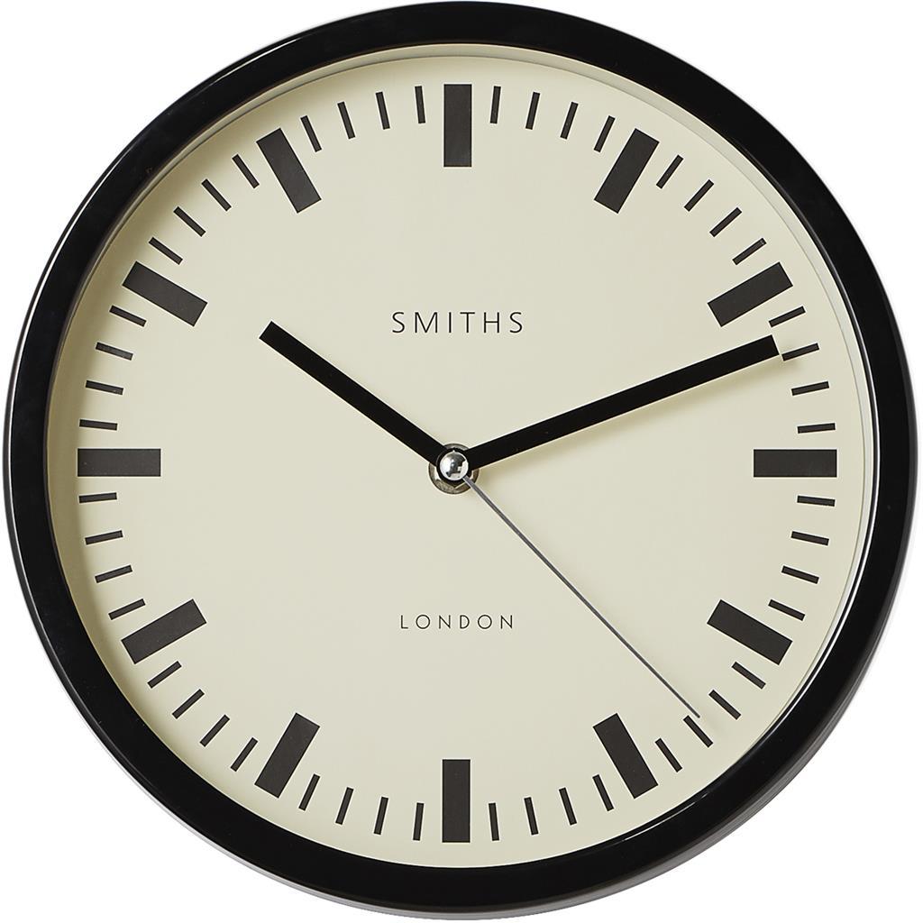 Smiths Clocks London. Swiss Style Wall Clock Black & White - timeframedclocks