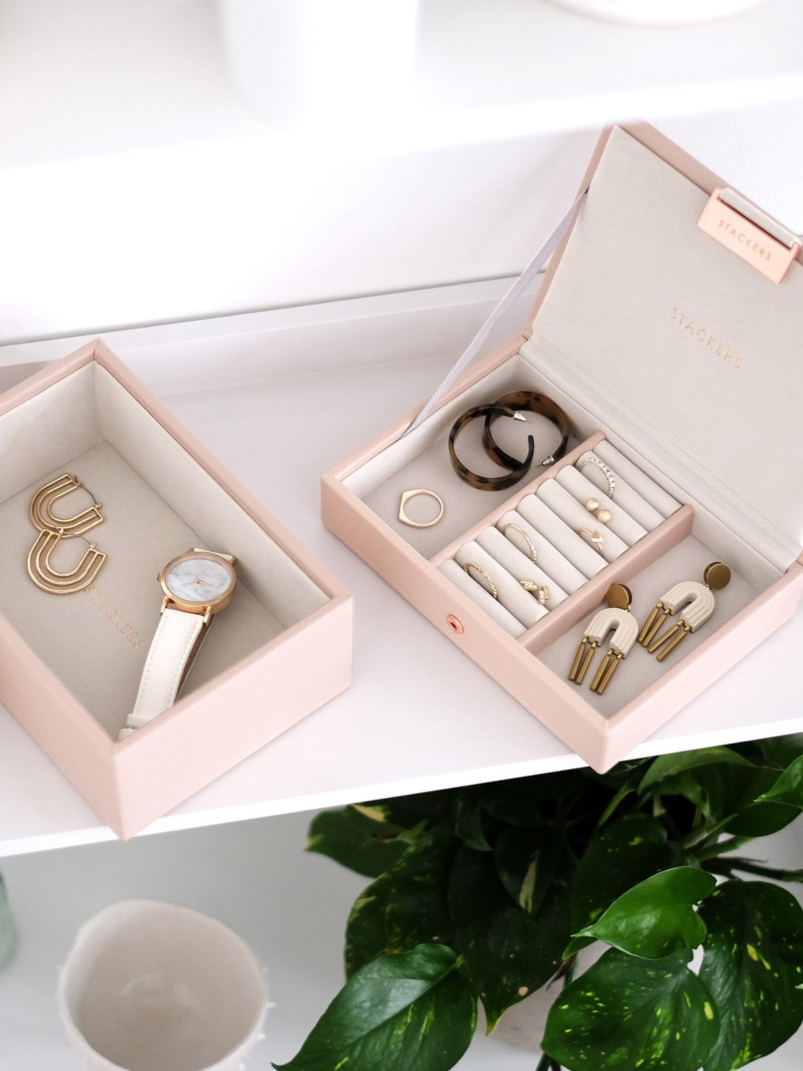 Stackers. Blush & Rose Gold Mini Jewellery Box Set - timeframedclocks