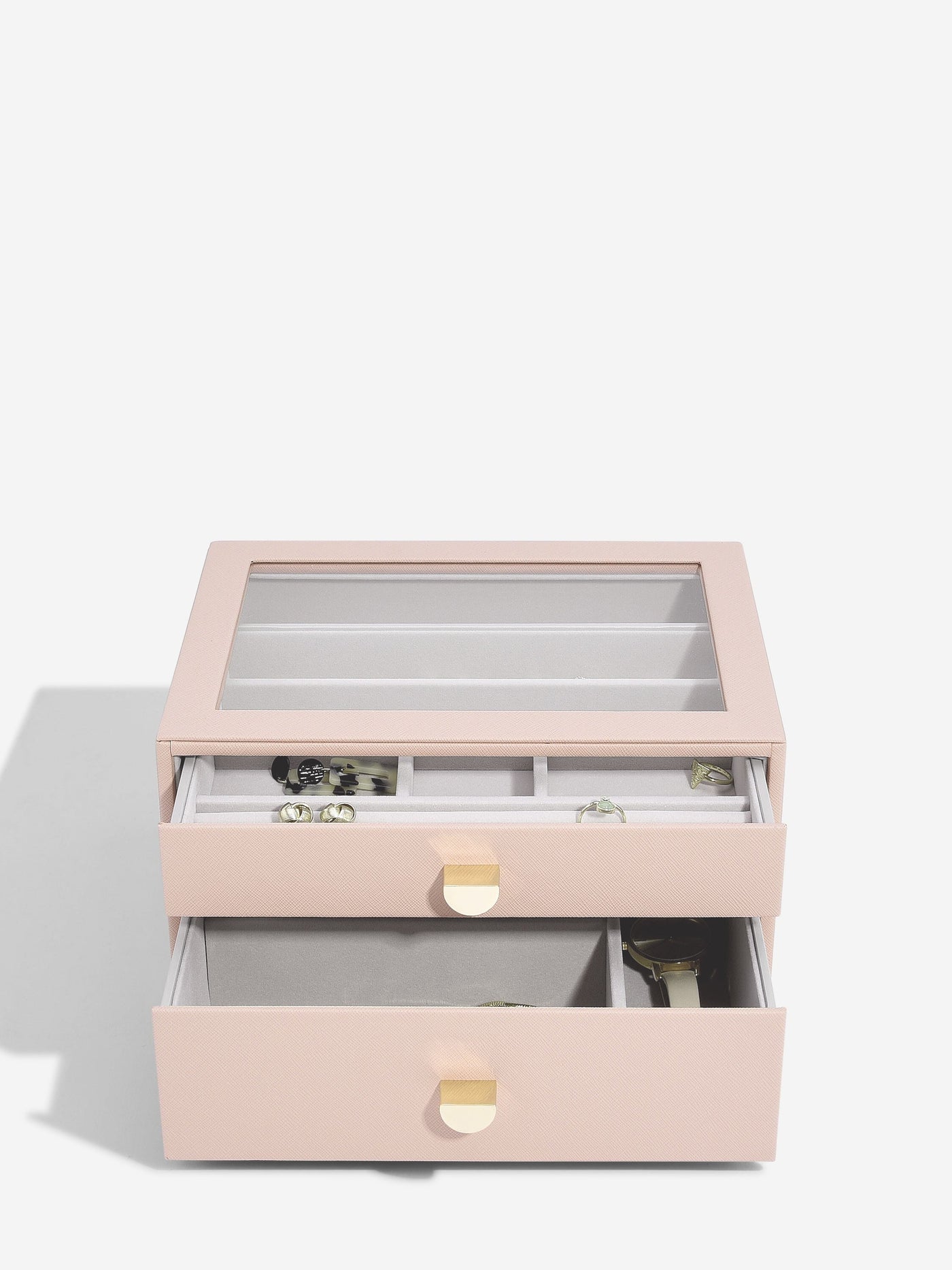 Stackers. Blush Pink Classic Jewellery Box - Set of 2 (with drawers) - timeframedclocks