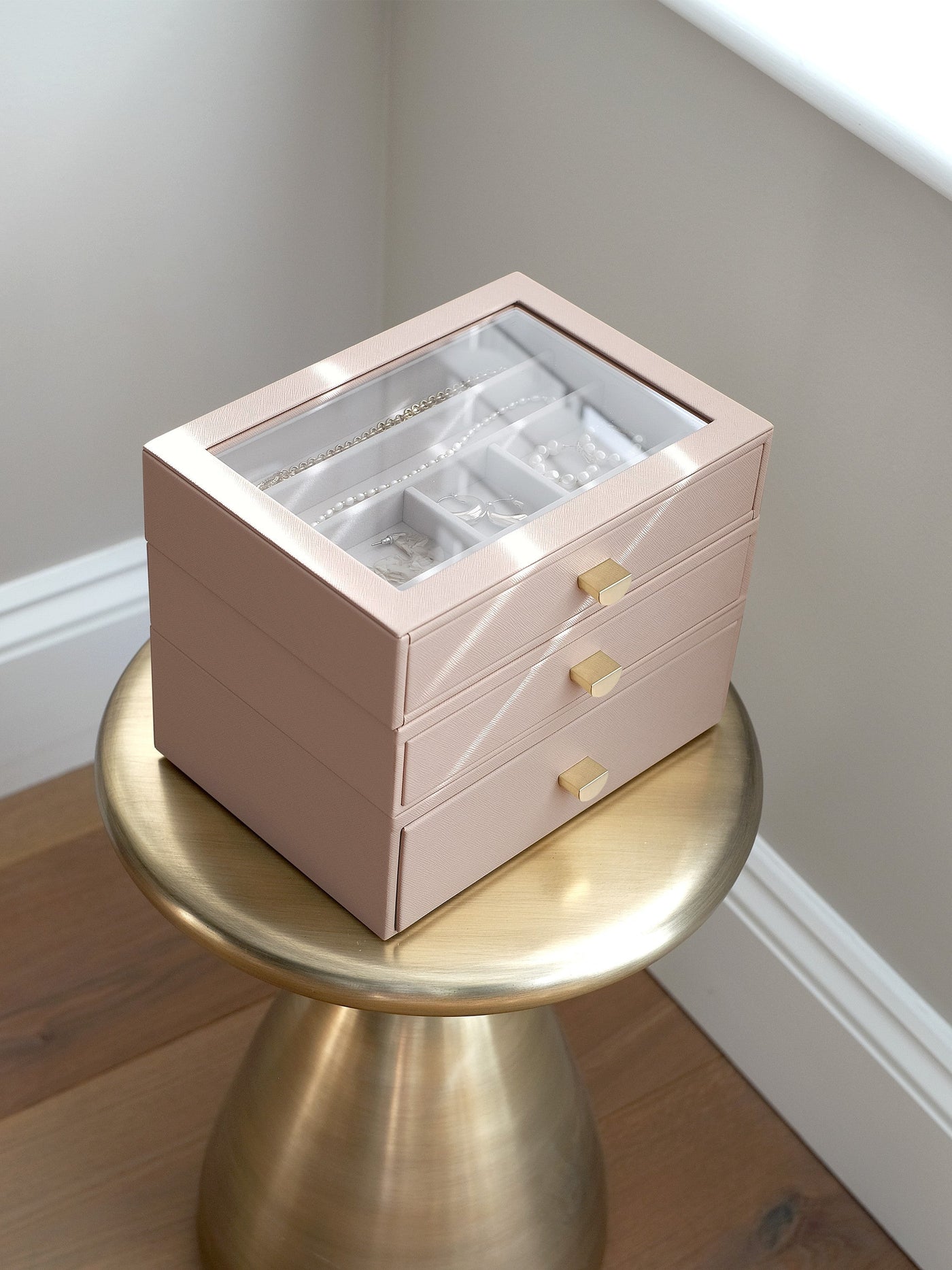 Stackers. Blush Pink Classic Jewellery Box - Set of 3 (with drawers) - timeframedclocks