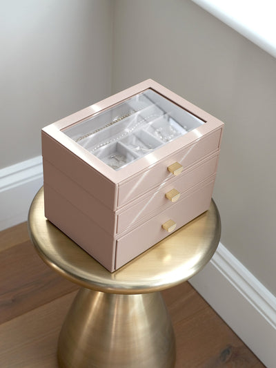 Stackers. Blush Pink Classic Jewellery Box - Set of 3 (with drawers) - timeframedclocks