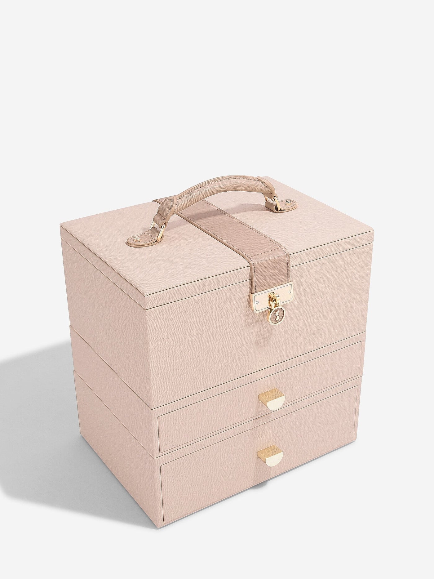 Stackers. Blush Pink & Gold Luxury Classic Jewellery Box - timeframedclocks