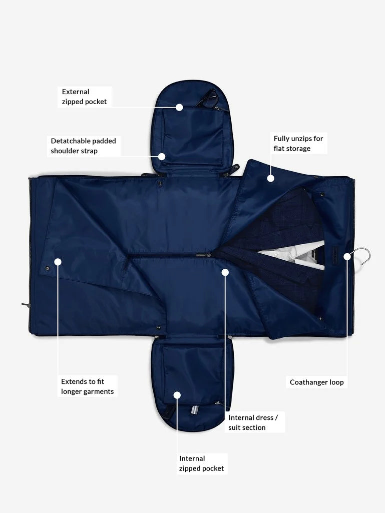Stackers. Navy Blue & Dark Grey Weekend Suit Bag - timeframedclocks