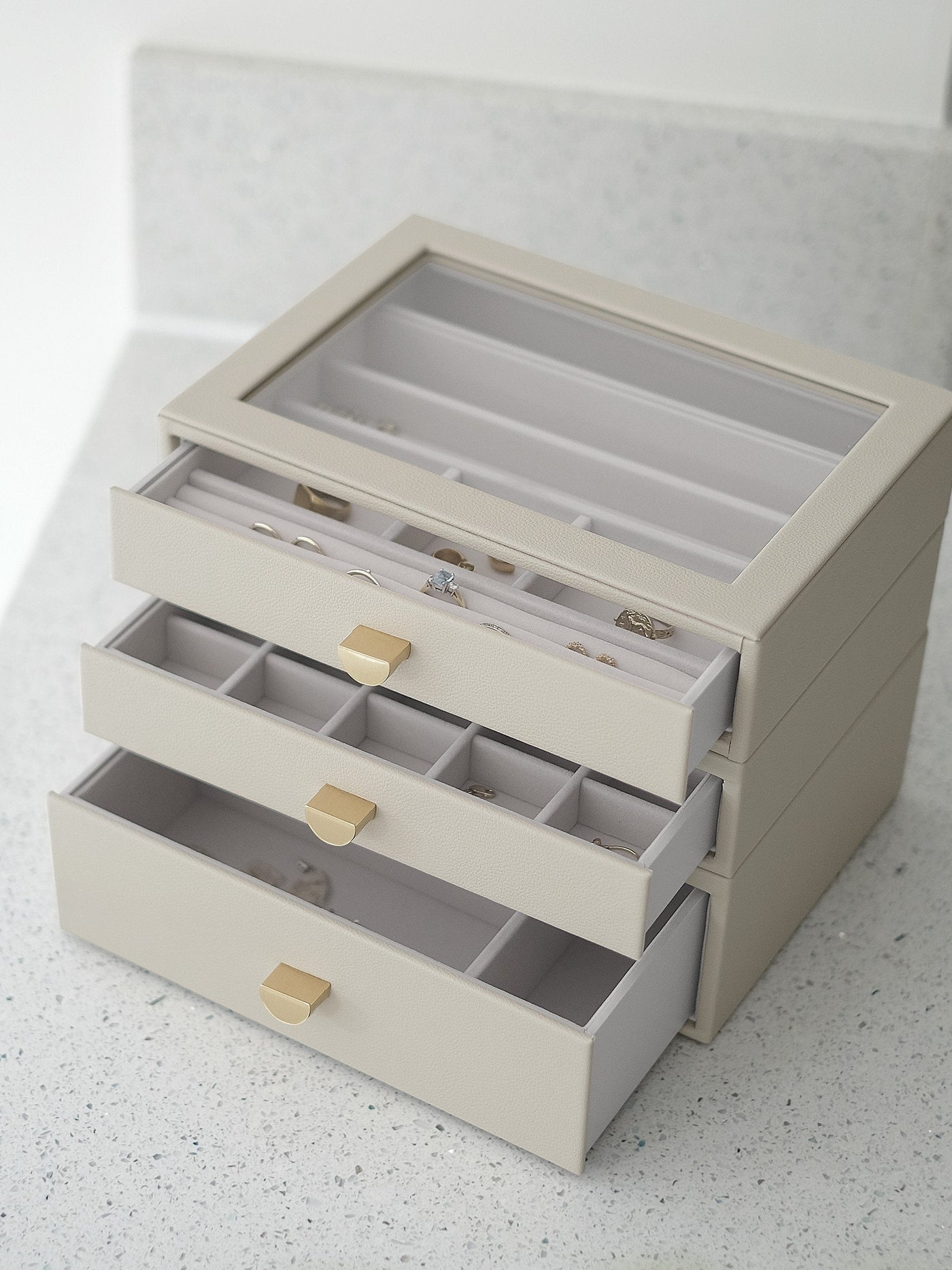 Stackers. Oatmeal Pebble Classic Jewellery Box - Set of 3 (with drawers) *STOCK DUE FEB* - timeframedclocks