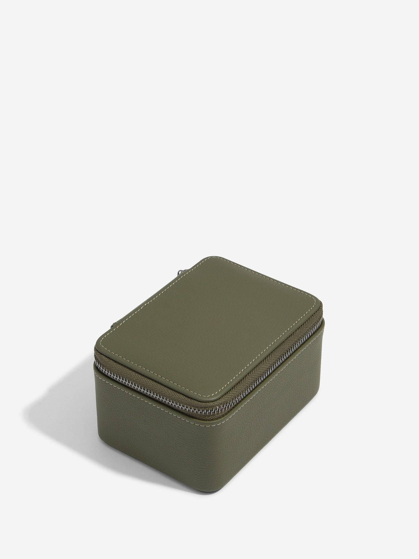 Stackers. Olive Green Pebble Large Zipped Travel Watch Box - timeframedclocks