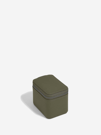 Stackers. Olive Green Pebble Small Zipped Travel Watch Box - timeframedclocks