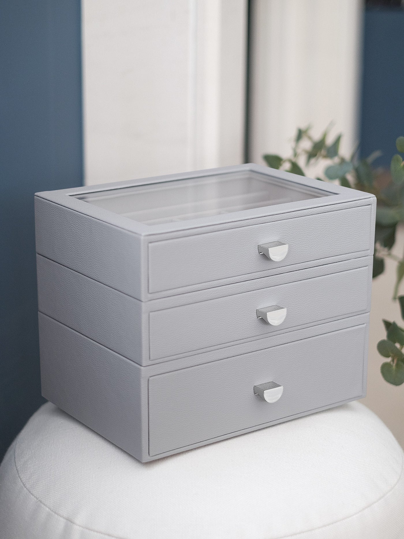 Stackers. Pebble Grey Classic Jewellery Box - Set of 3 (with drawers) - timeframedclocks