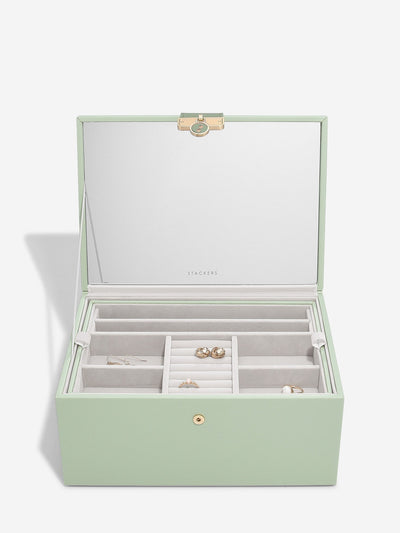 Stackers. Sage Green Luxury Classic Jewellery Box - timeframedclocks