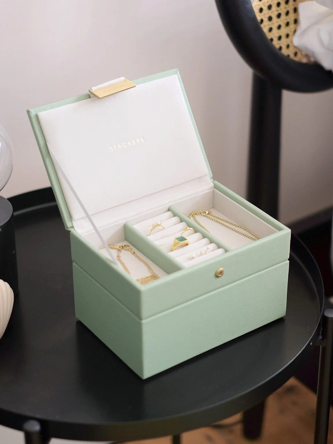 Stackers. Sage Green Mini Jewellery Box Set - timeframedclocks