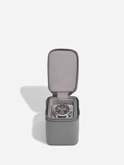 Stackers. Slate Grey Pebble Small Zipped Travel Watch Box - timeframedclocks
