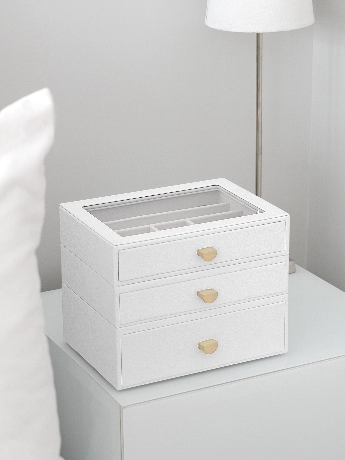 Stackers. White Pebble Classic Jewellery Box - Set of 3 (with drawers) - timeframedclocks