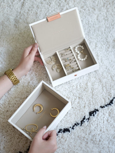 Stackers. White & Rose Gold Mini Jewellery Box Set - timeframedclocks
