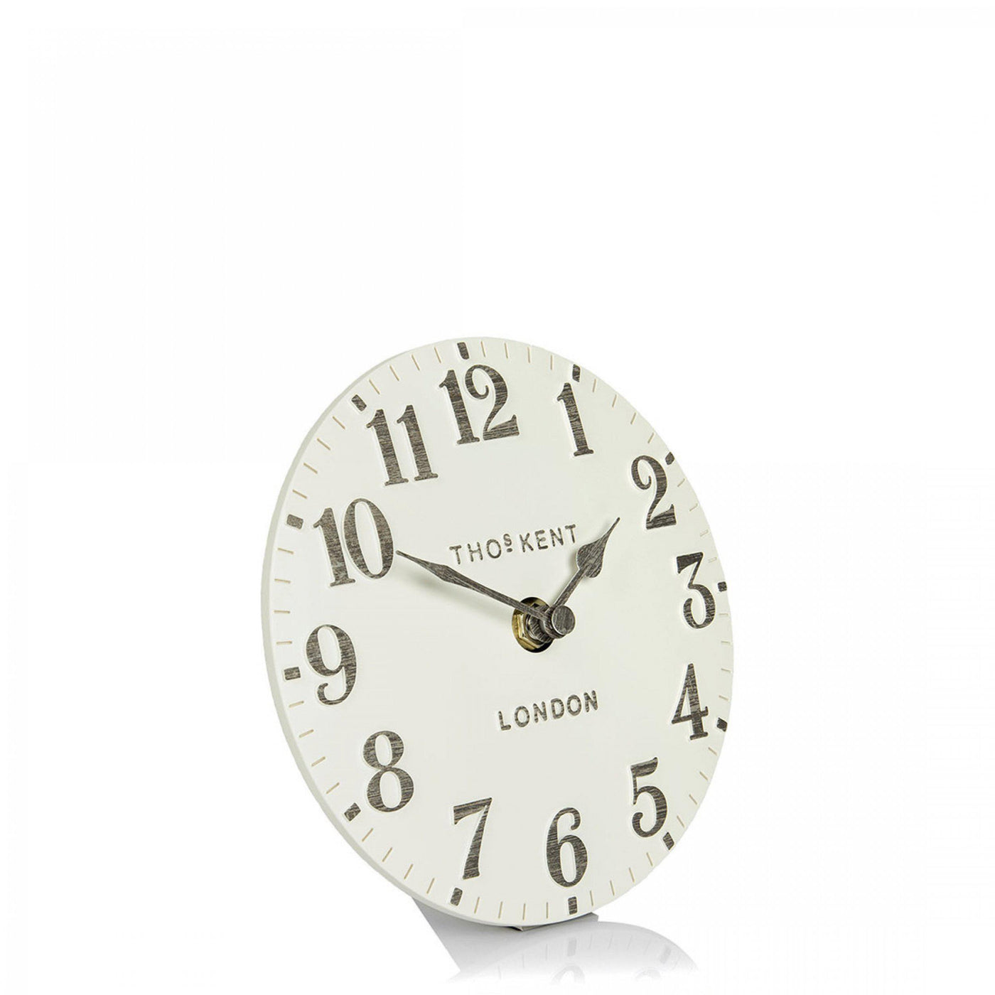 Thomas Kent London. Arabic Mantel Clock 6" (15cm) Limestone *STOCK DUE OCT* - timeframedclocks