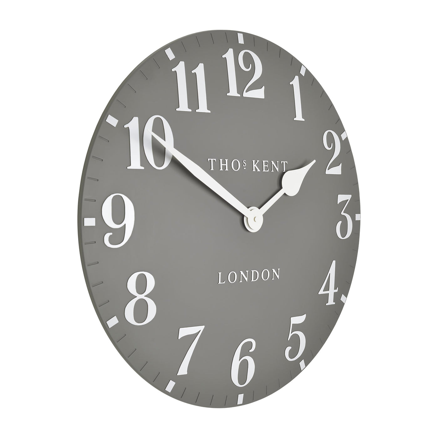 Thomas Kent London. Arabic Wall Clock 12" (31 cm) Dolphin Grey - timeframedclocks