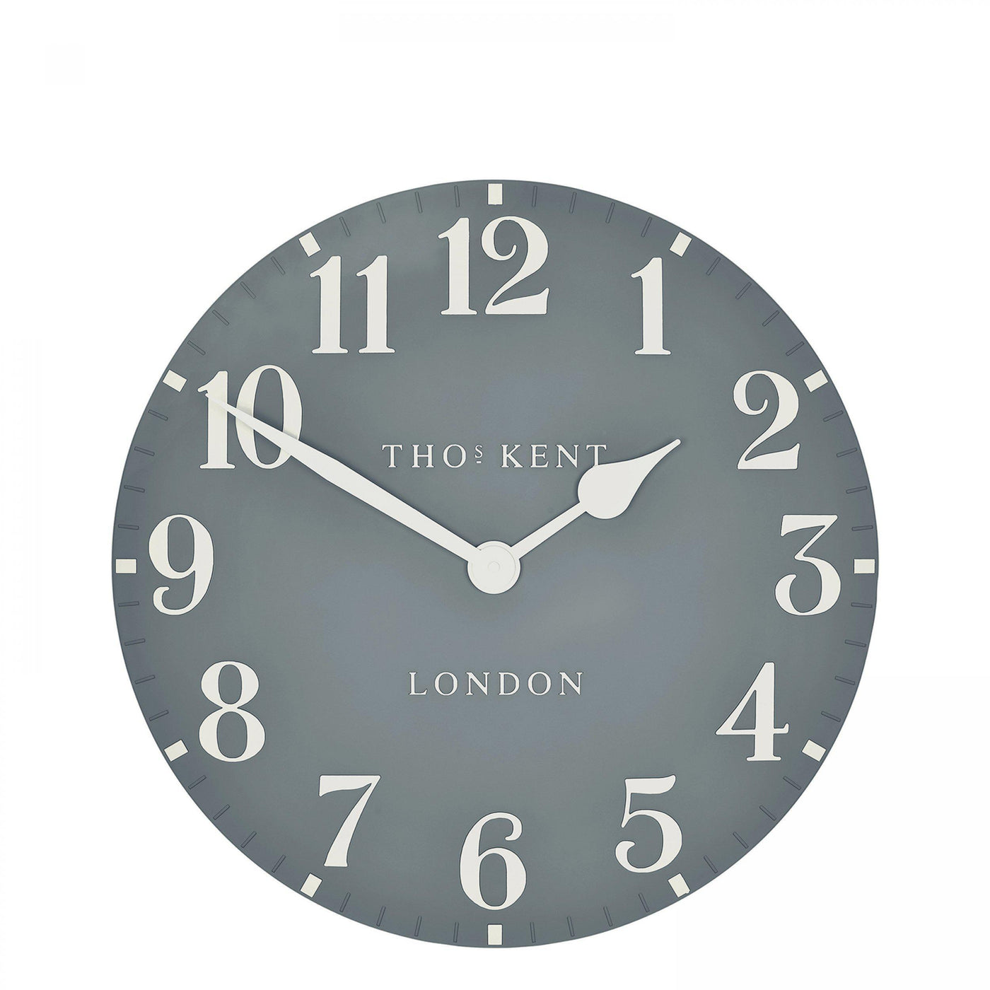 Thomas Kent London. Arabic Wall Clock 12" (31cm) Flax Blue - timeframedclocks