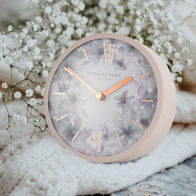 Thomas Kent London. Crofter Mantel Clock Dusty Pink - timeframedclocks