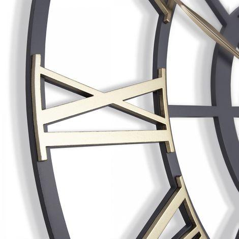 Thomas Kent London. Evening Star Skeleton Wall Clock 24" (61cm) Grey & Brass - timeframedclocks