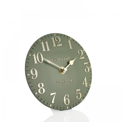 Thomas Kent London. Arabic Mantel Clock 6" (15cm) Lichen - timeframedclocks