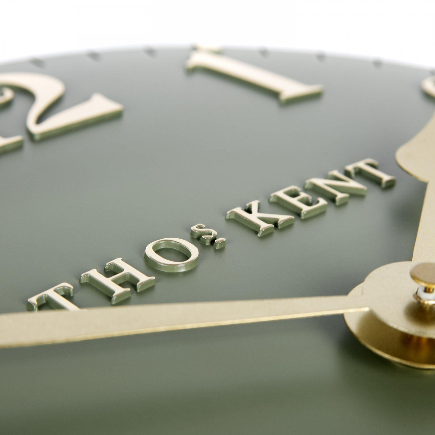 Thomas Kent London. Arabic Wall Clock 12" (31cm) Lichen Green - timeframedclocks