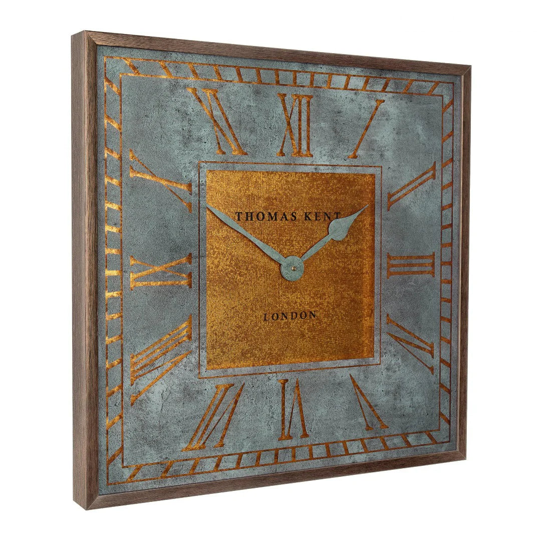 Thomas Kent London. Florentine Square Wall Clock Gold - timeframedclocks
