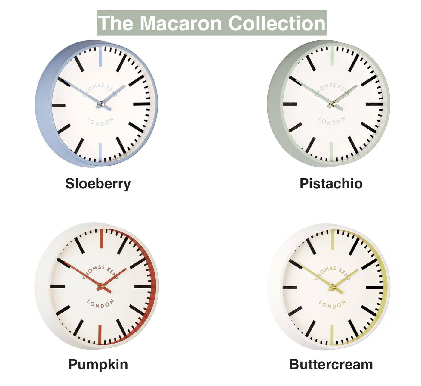 Thomas Kent London. Macaron Wall Clock Pistachio Green *TO CLEAR* - timeframedclocks