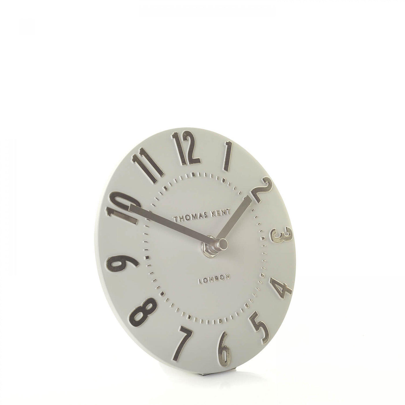 Thomas Kent London. Mulberry Mantel Clock 6" (15cm) Silver Cloud - timeframedclocks