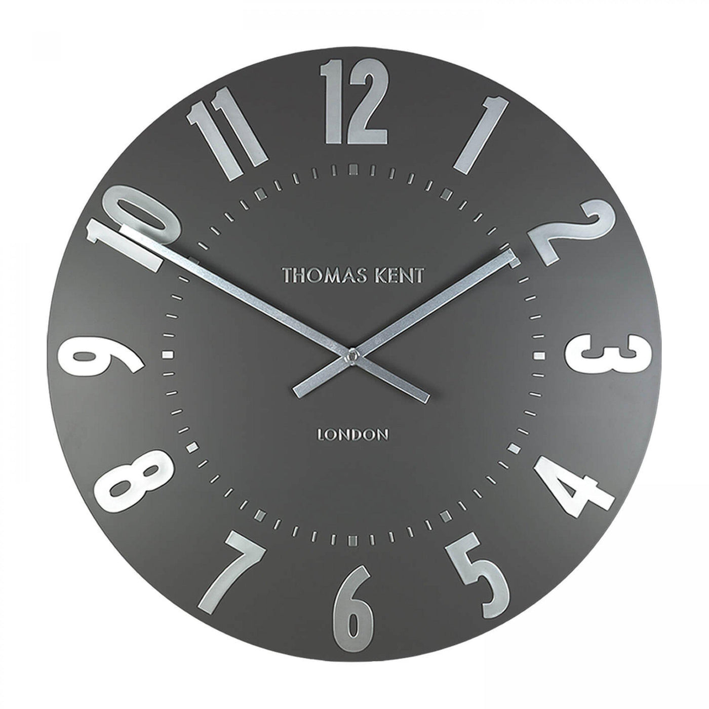 Thomas Kent London. Mulberry Wall Clock 12" (30 cm) Graphite Silver - timeframedclocks