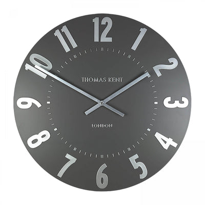 Thomas Kent London. Mulberry Wall Clock 12" (30 cm) Graphite Silver - timeframedclocks