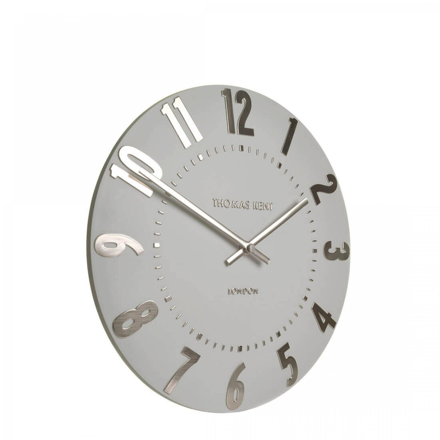 Thomas Kent London. Mulberry Wall Clock 12" (30cm) Silver Cloud - timeframedclocks