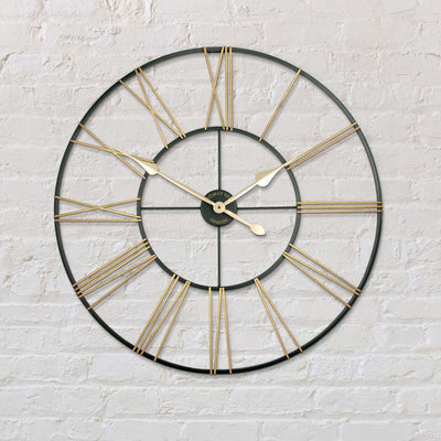 Thomas Kent London. Summer House Skeleton Green & Gold Wall Clock Indoor/Outdoor - timeframedclocks